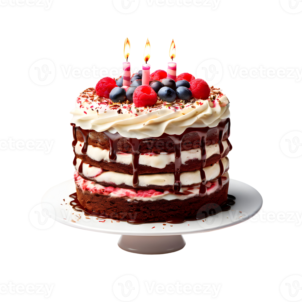 aniversário bolo isolado em transparente fundo, cortar fora, ou recorte caminho. png
