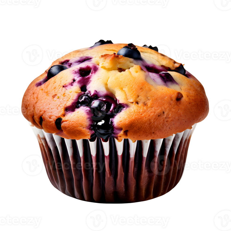 Blueberry muffin isolated on transparent background, cut out, or clipping path. png