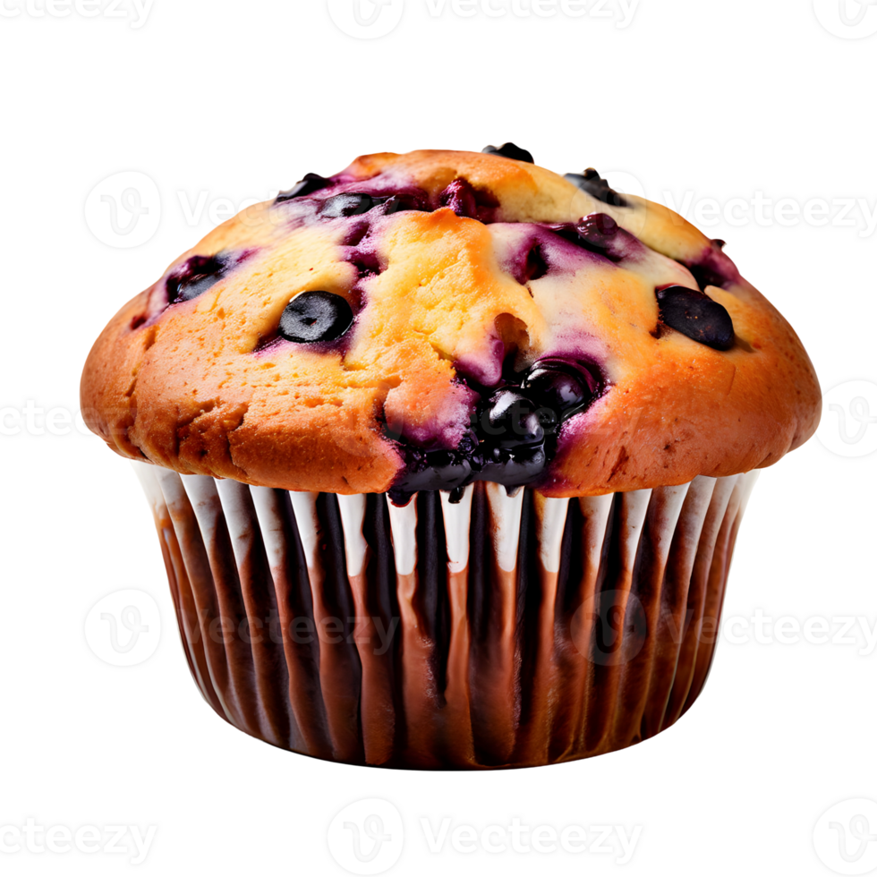 Blueberry muffin isolated on transparent background, cut out, or clipping path. png
