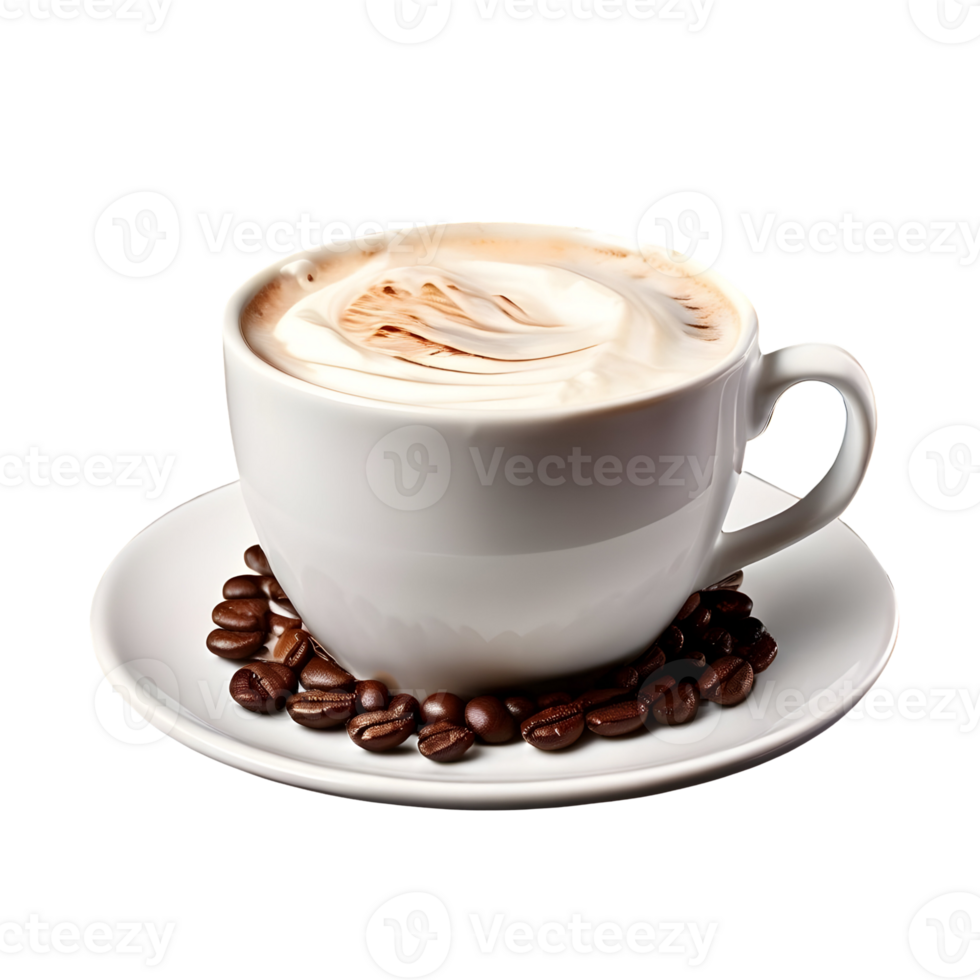 Cup of hot coffee with milk Cream isolated on transparent background, cut out, or clipping path. png