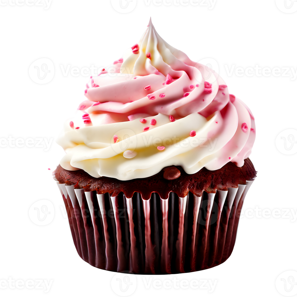 Cupcake with icing isolated on transparent background, cut out, or clipping path. png