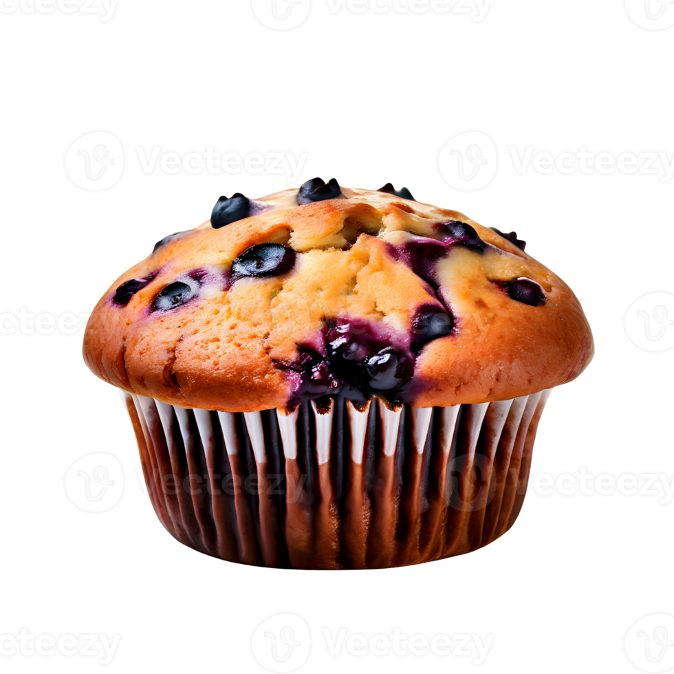 Blueberry muffin isolated on transparent background, cut out, or clipping path. png