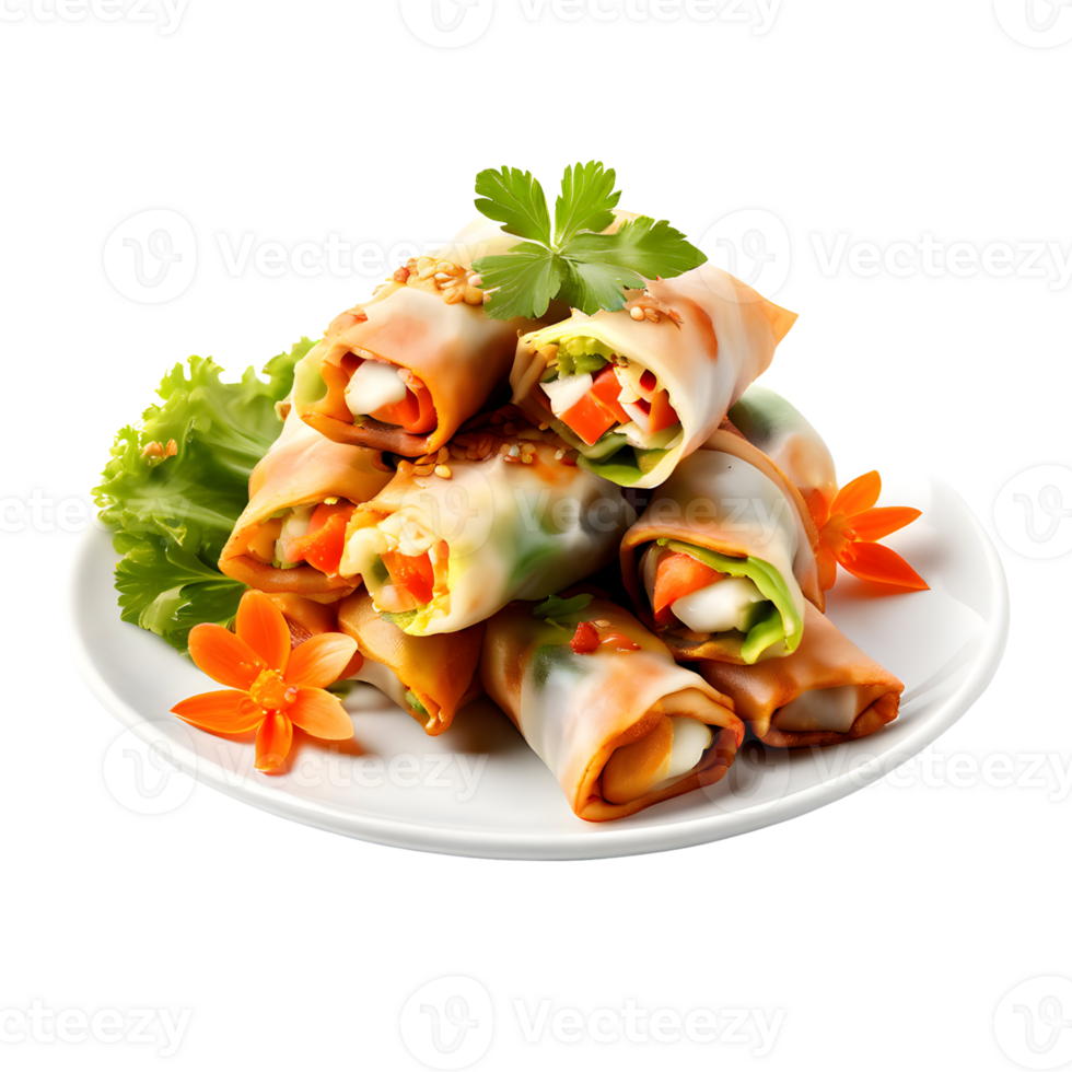 Tasty Spring rolls. isolated on transparent background, cut out, or clipping path. png