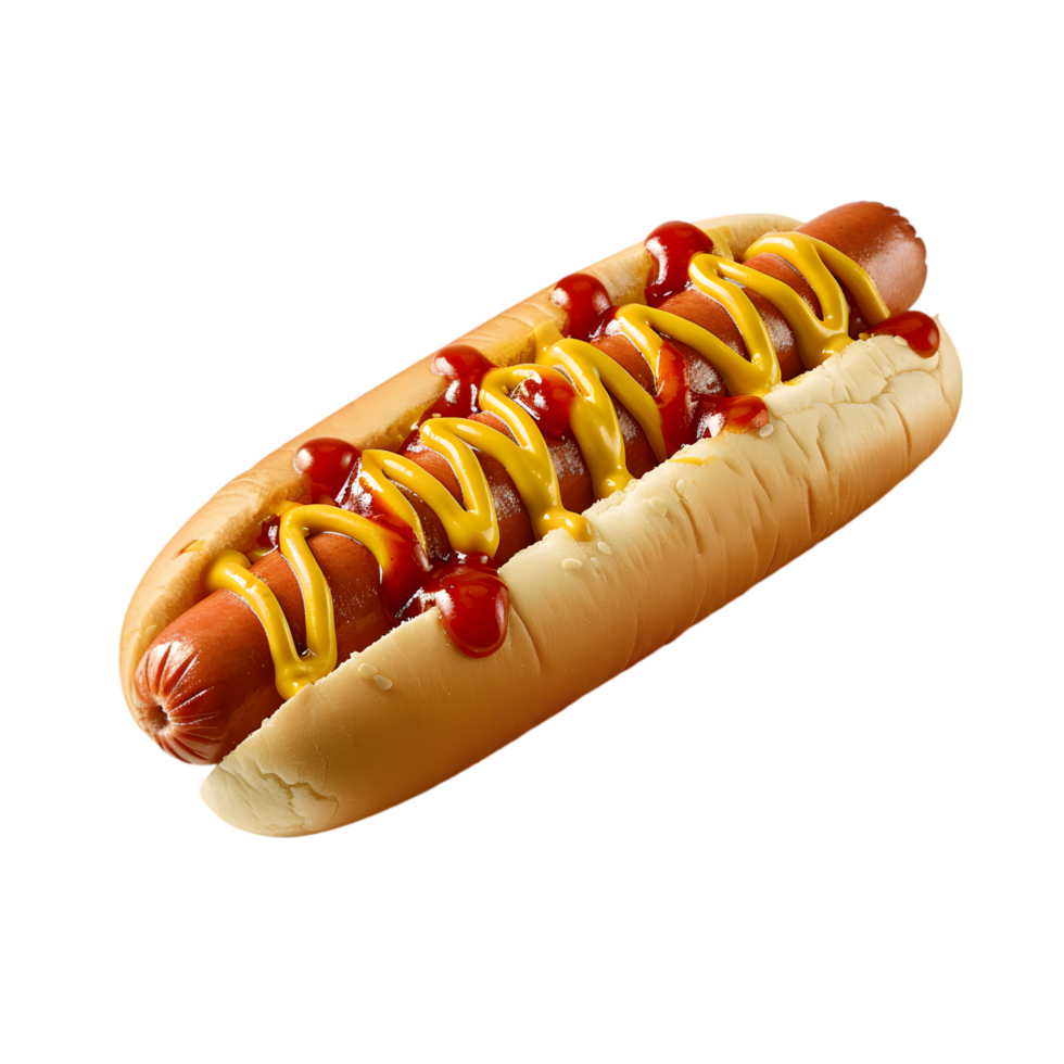 Hot dogs with various toppings on a transparent background png