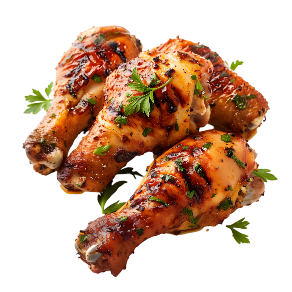 Grilled chicken drumsticks isolated on a transparent background png