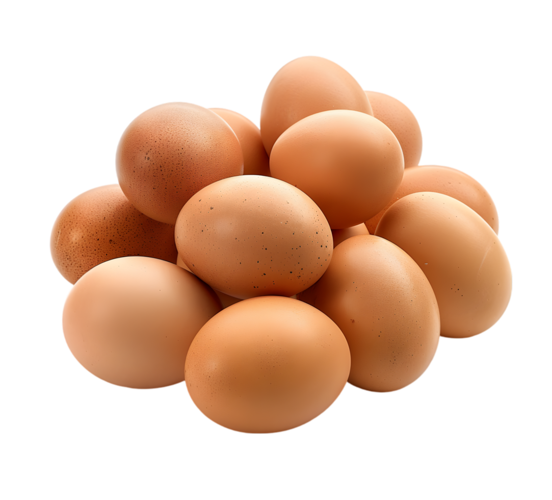 A pile of brown eggs isolated on a transparent background png