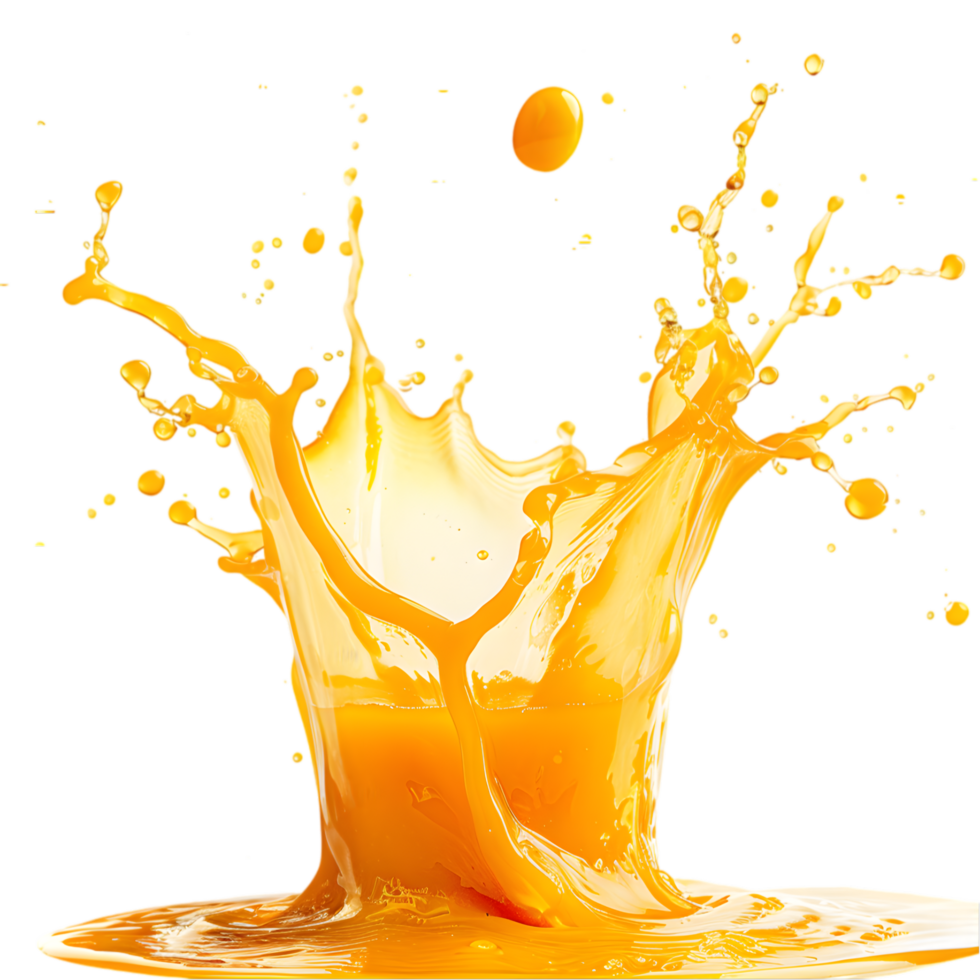 Orange juice splash isolated on a transparent background png