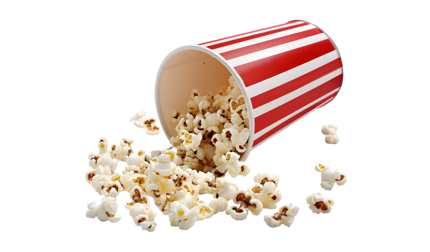 popcorn spill från en randig låda isolerat på en transparent bakgrund png
