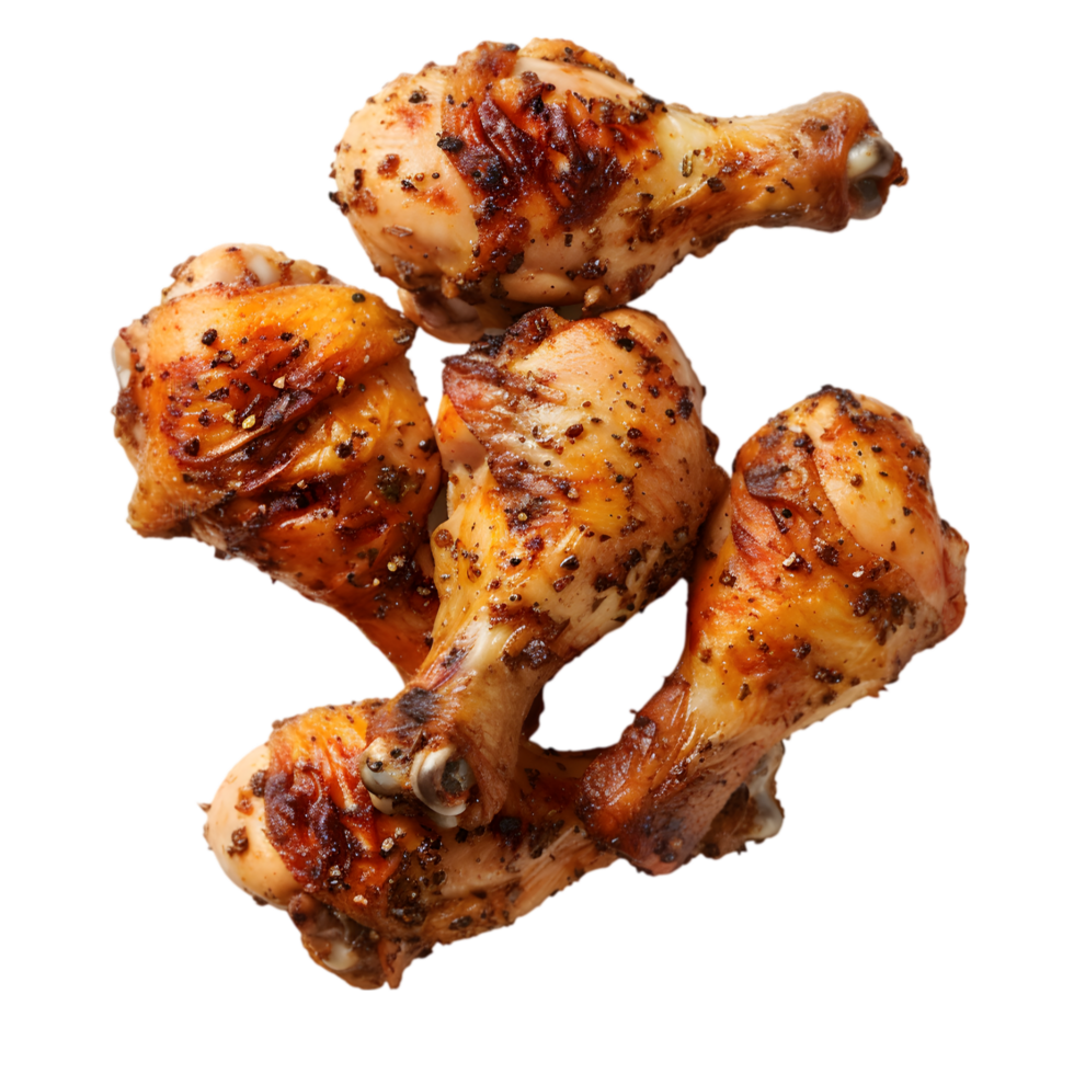 Grilled chicken drumsticks isolated on a transparent background png