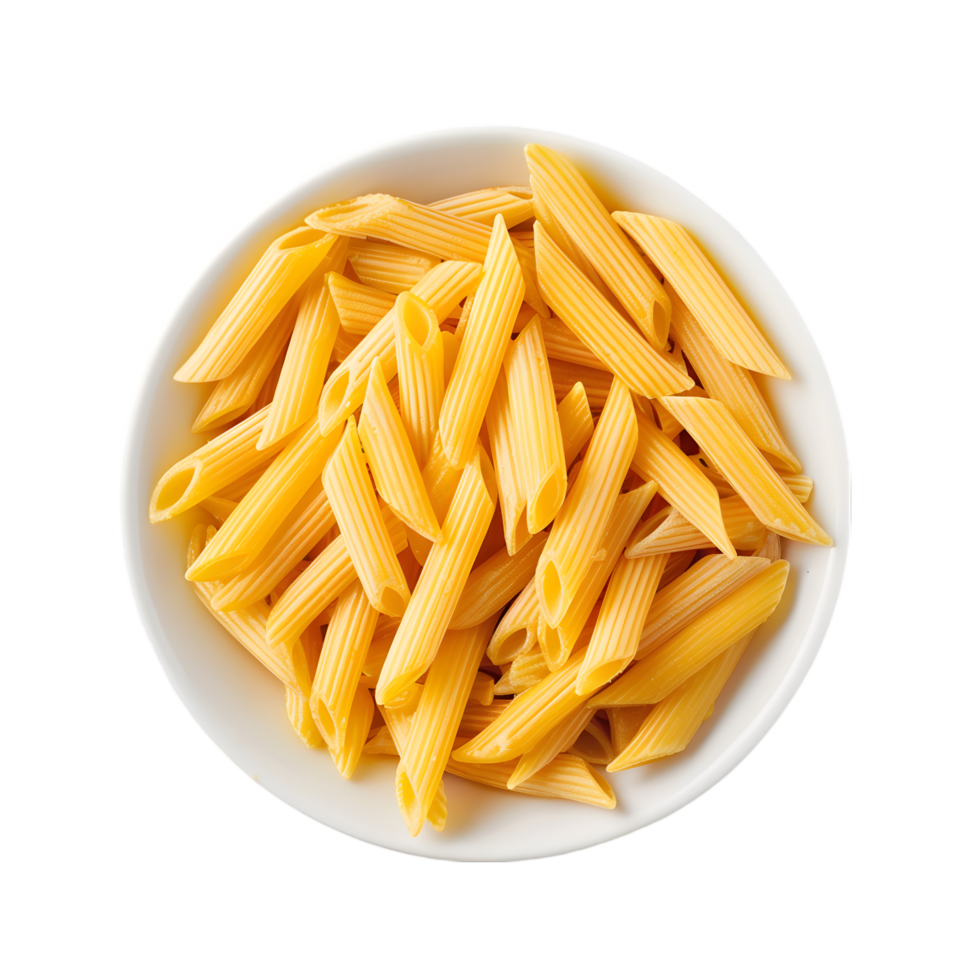 Penne pasta in a bowl isolated on a transparent background png