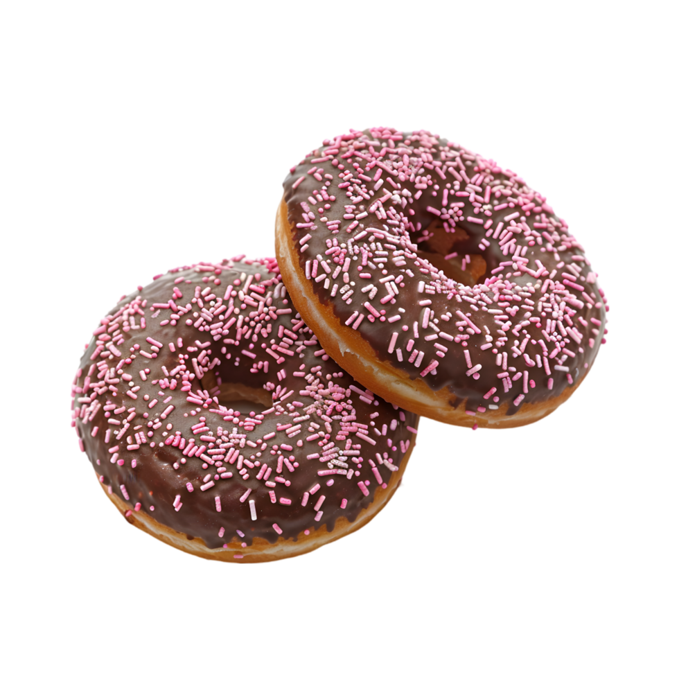 Chocolate donuts with sprinkles isolated on a transparent background png