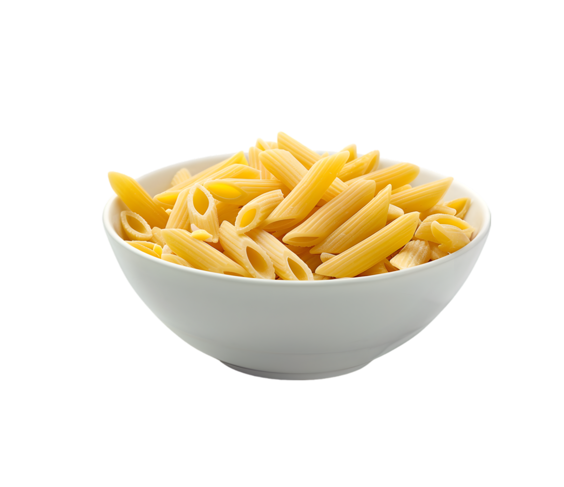 Penne pasta in a bowl isolated on a transparent background png