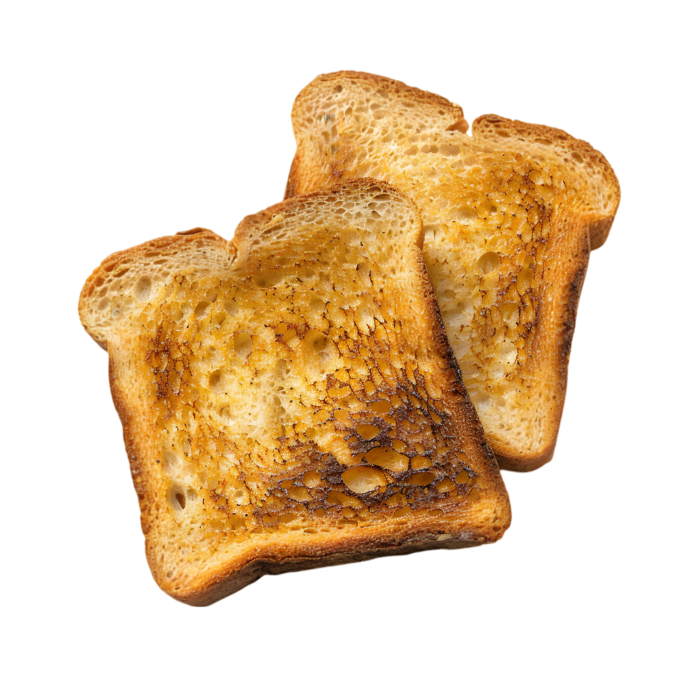 Stack of toasted bread slices isolated on a transparent background png