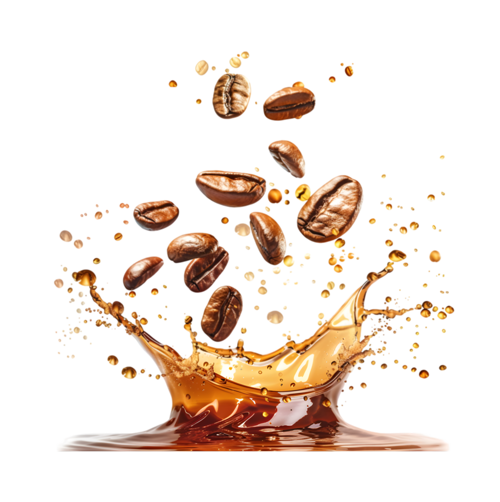 Coffee Beans Splash on a Transparent Background png
