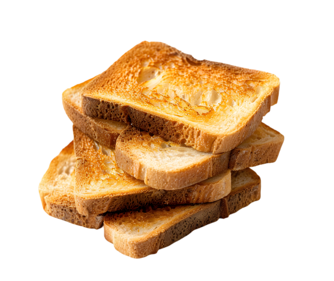 Stack of toasted bread slices isolated on a transparent background png