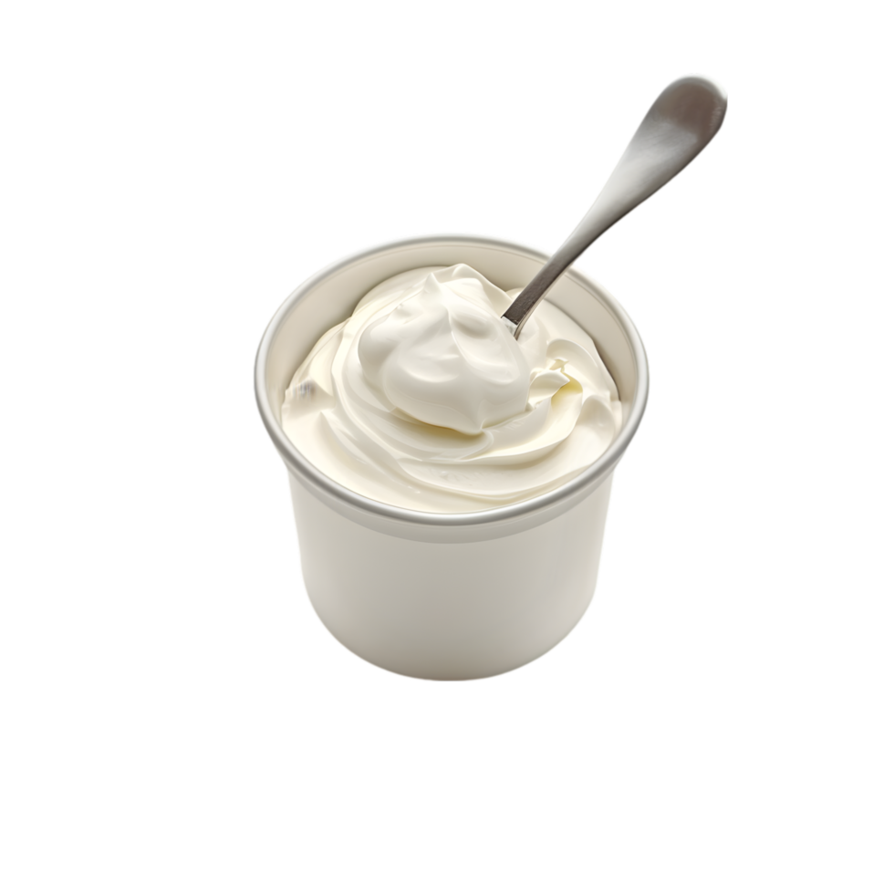 Greek Yogurt Tub with Spoon Isolated on Transparent Background png
