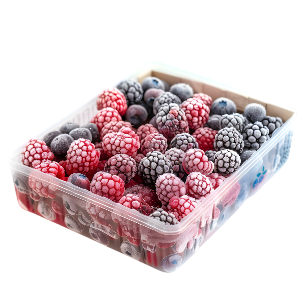 Frozen Berries with Clear Window Showing the Product on Transparent Background png