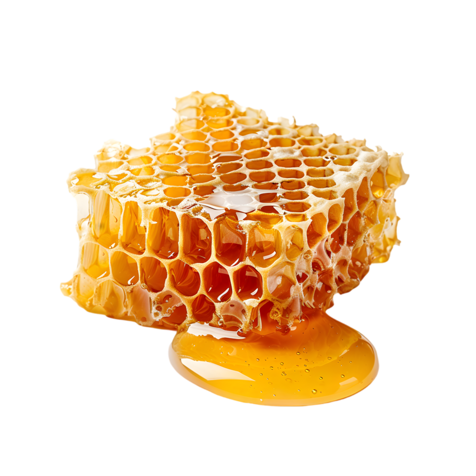 Honeycomb with honey dipper isolated on a transparent background png
