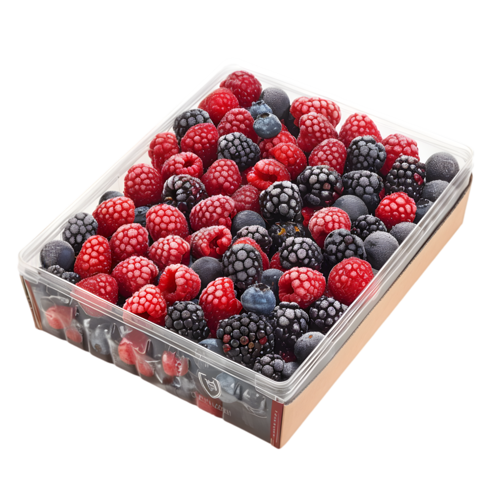 Frozen Berries with Clear Window Showing the Product on Transparent Background png