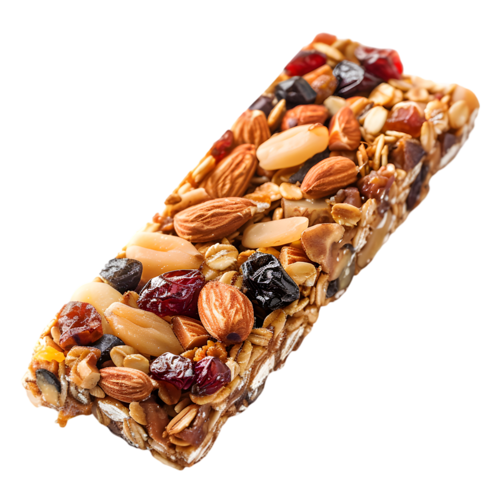 Granola Bar with Nuts and Dried Fruits on Transparent Background png