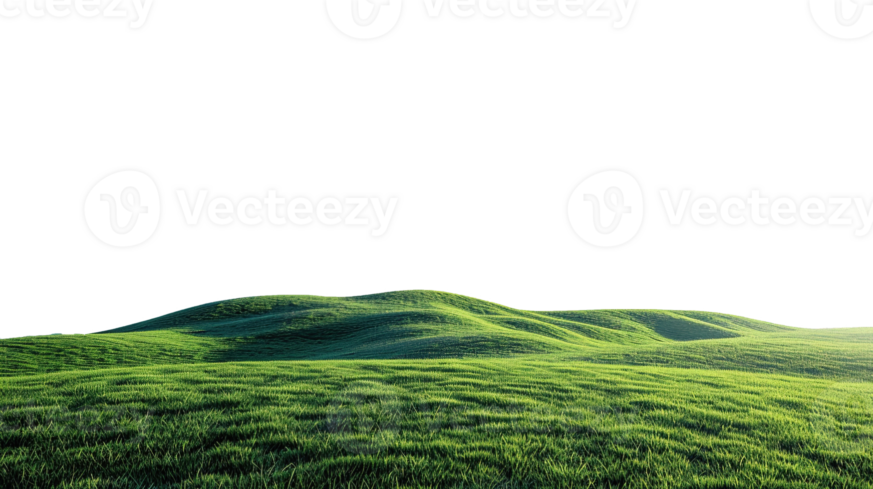 Panoramic green hills isolated on transparent background. png