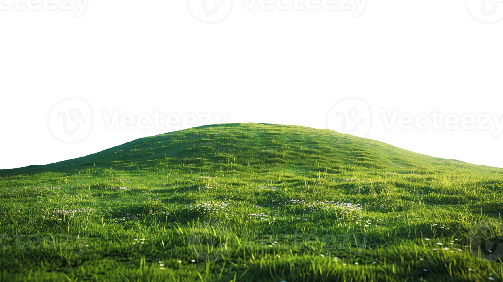 Panoramic green hills isolated on transparent background. png