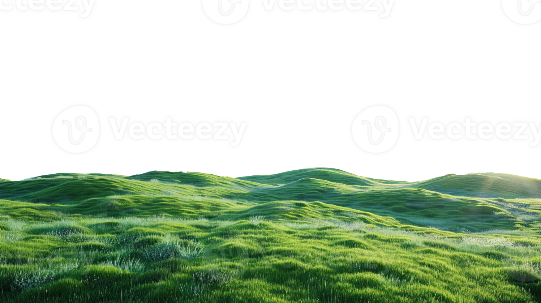 Panoramic green hills isolated on transparent background. png