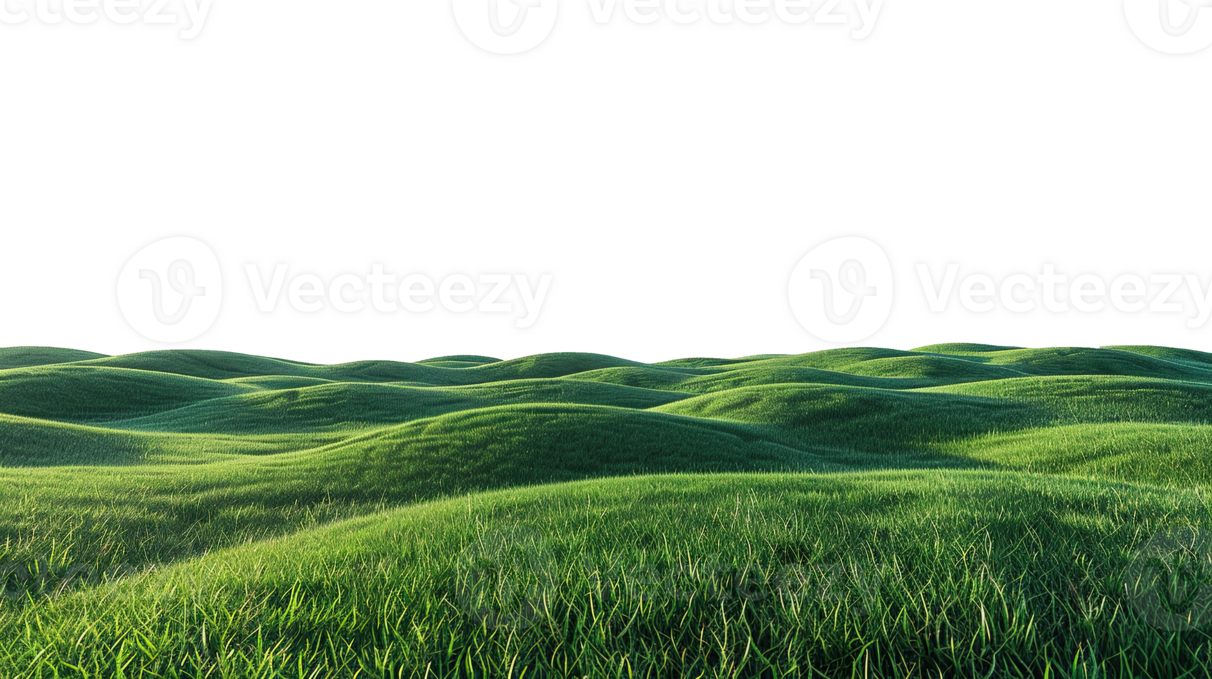 Panoramic green hills isolated on transparent background. png