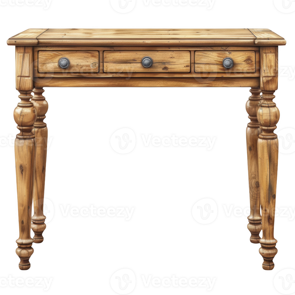 retro wooden table furniture isolated on transparent background png
