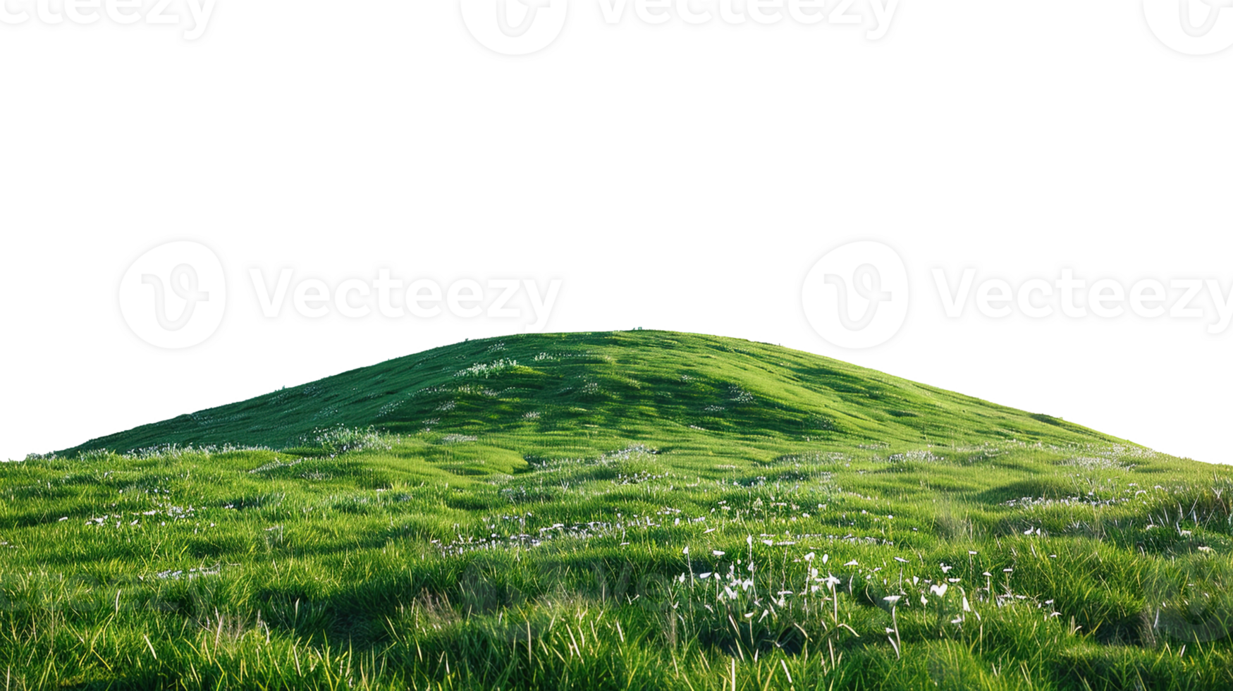 Panoramic green hills isolated on transparent background. png