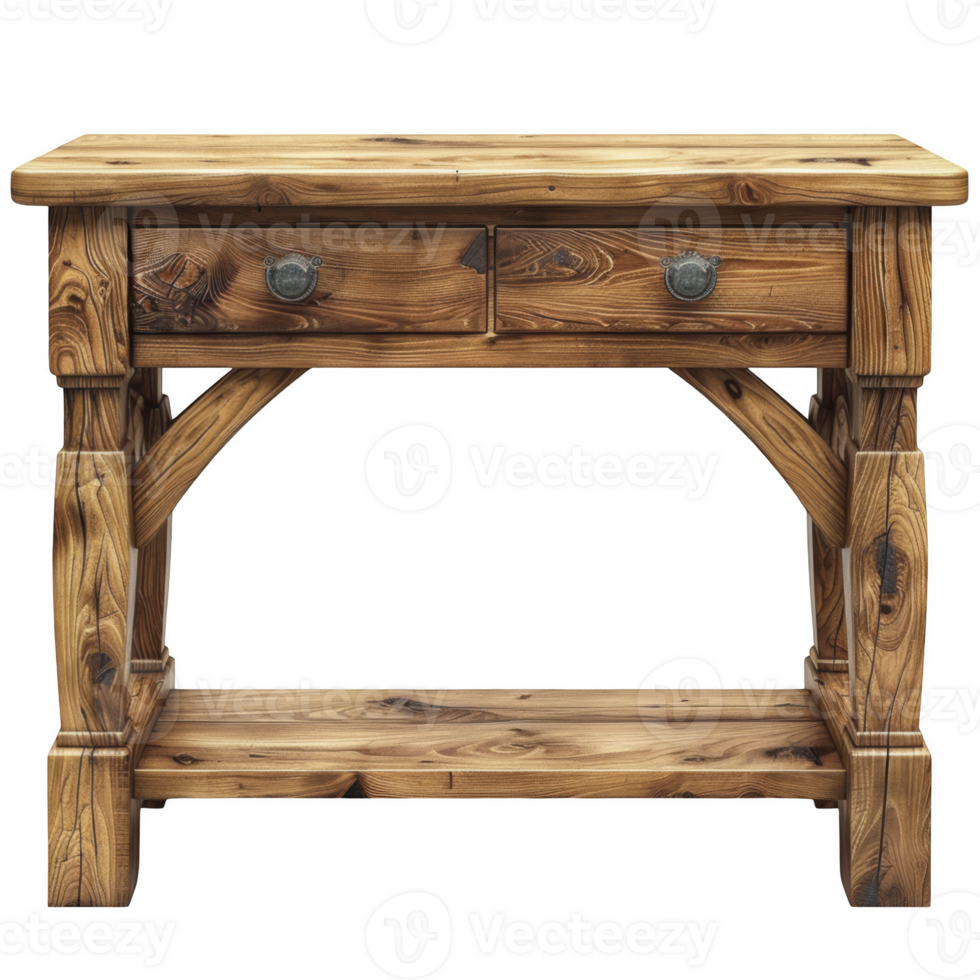 retro wooden table furniture isolated on transparent background png
