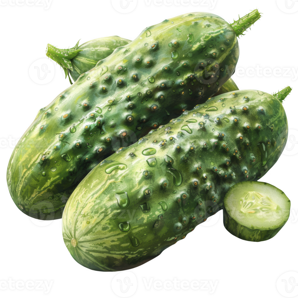 set of cucumbers on transparent background png