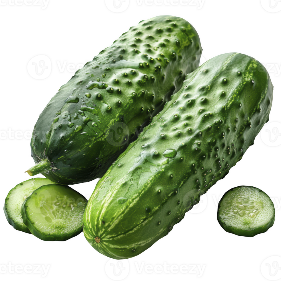 set of cucumbers on transparent background png
