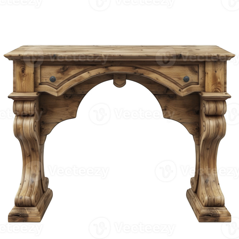 retro wooden table furniture isolated on transparent background png