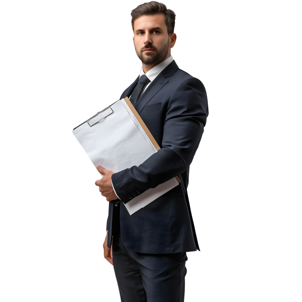 Adult Boss in Black Suit Ready for Office isolated on transparent background png