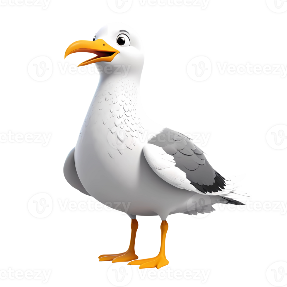 3d seagull cartoon character png