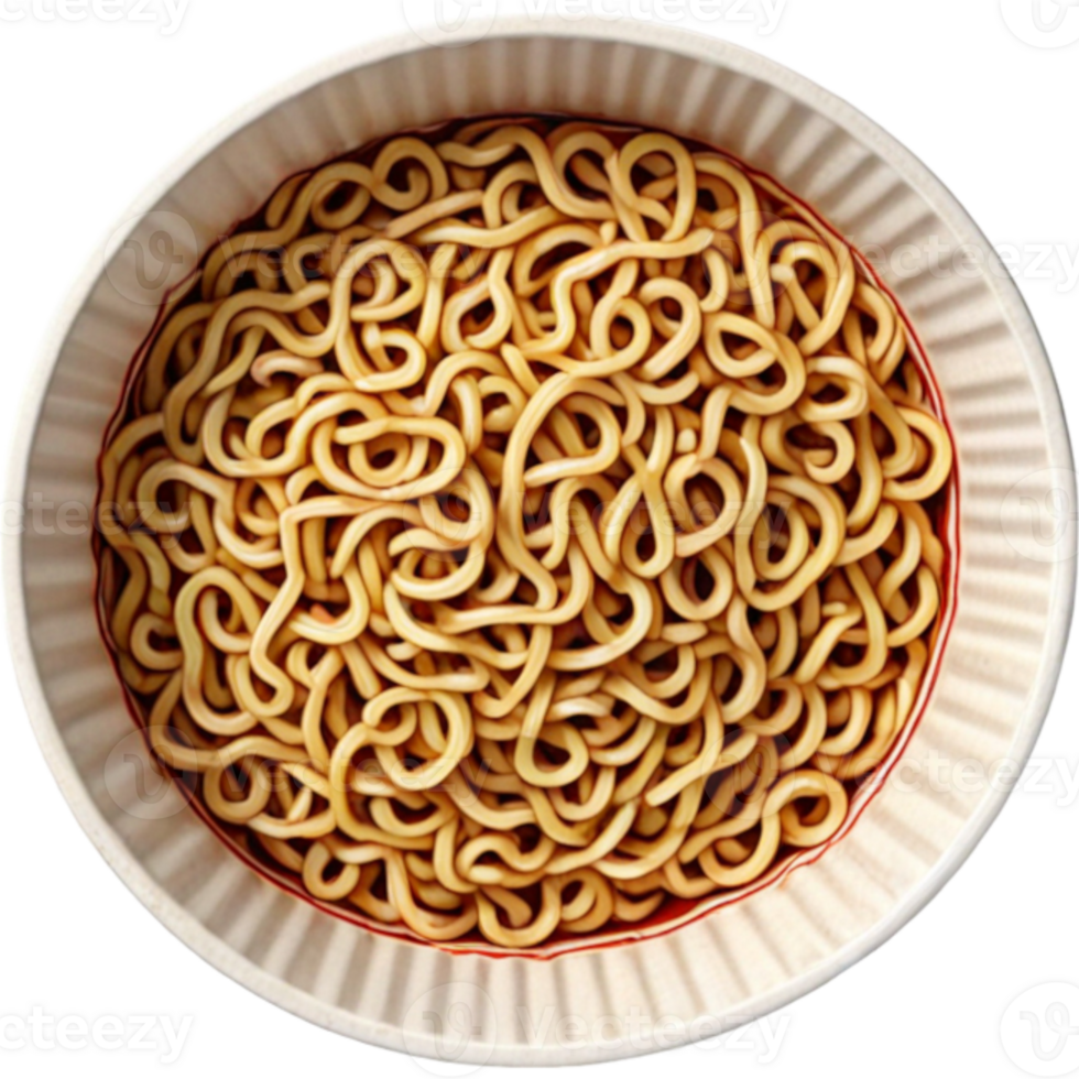 Dried instant noodle in paper cup top view png