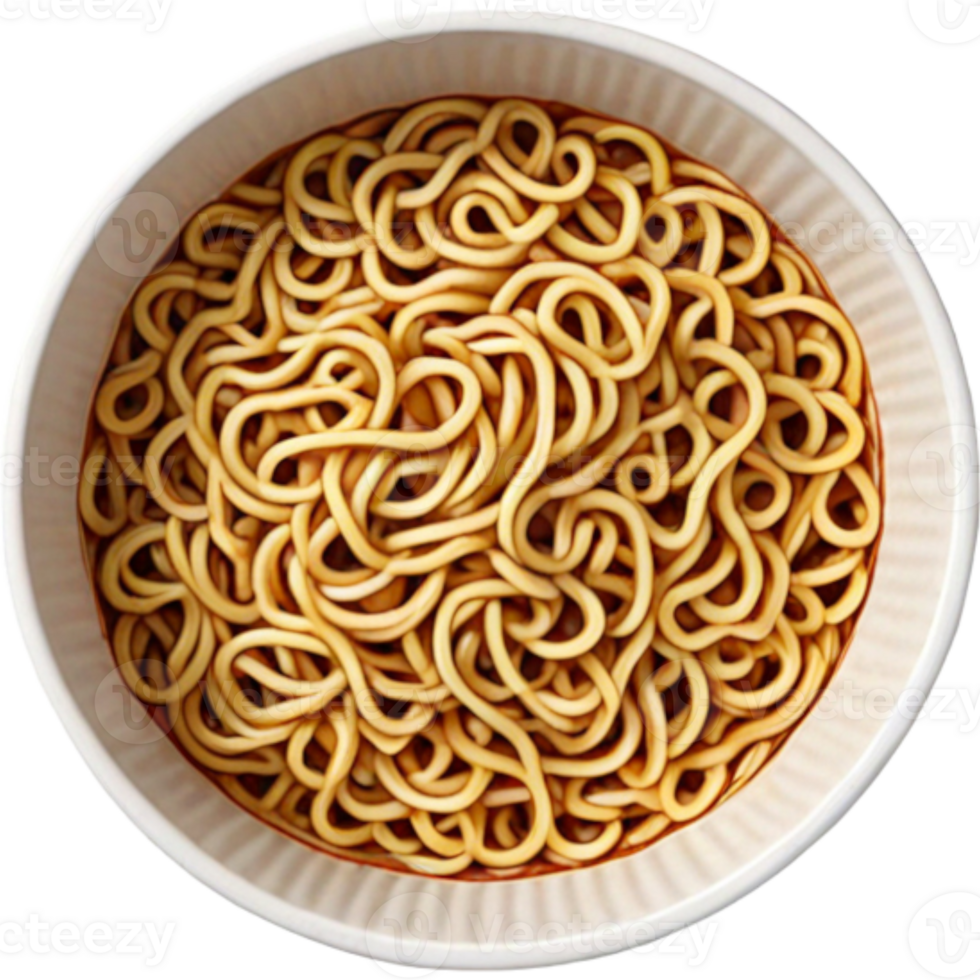 Dried instant noodle in paper cup top view png
