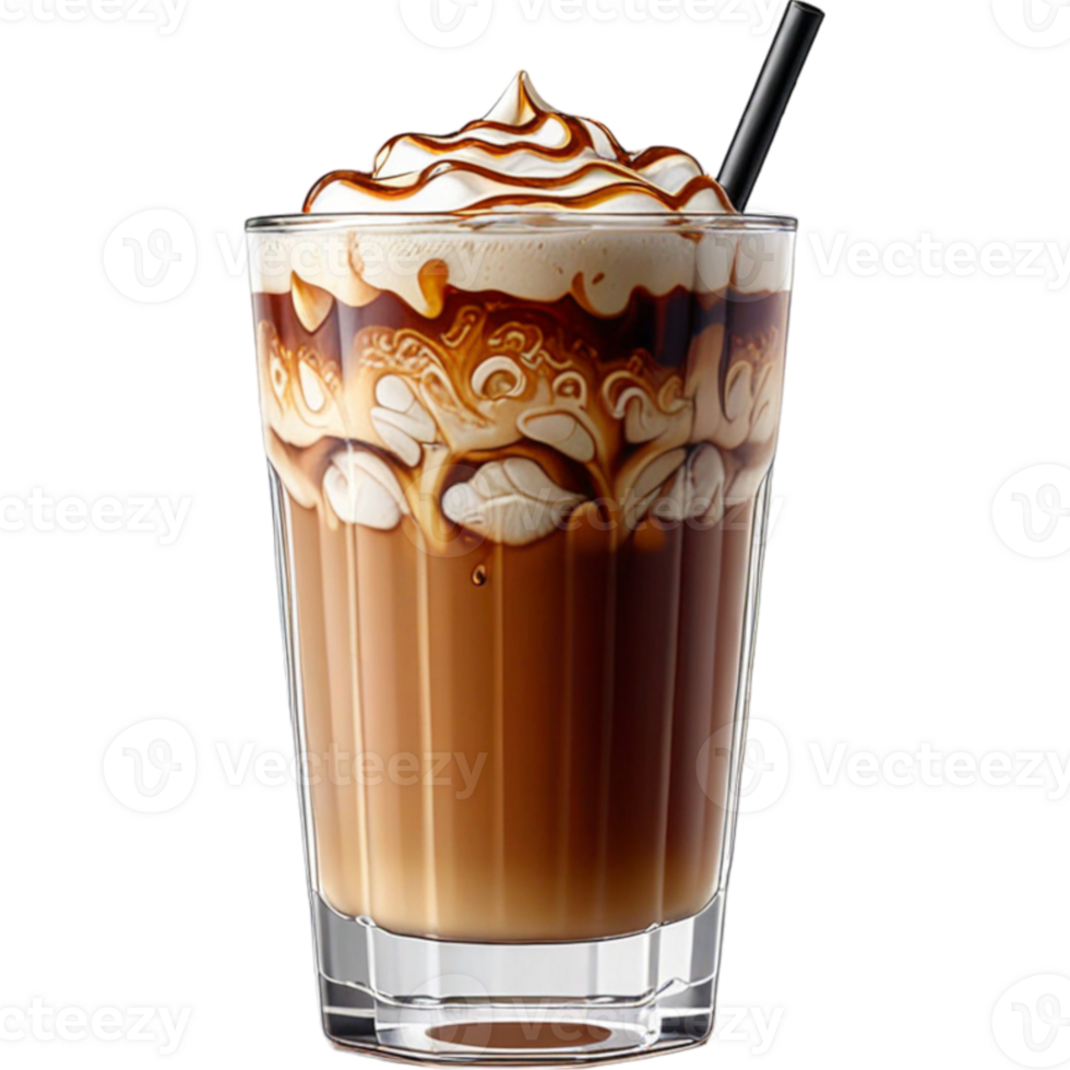Glass of iced coffee cappuccino png