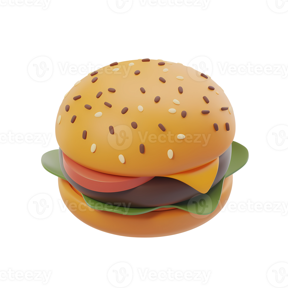 burger 3d realistic icon illustration isolated on transparent background png