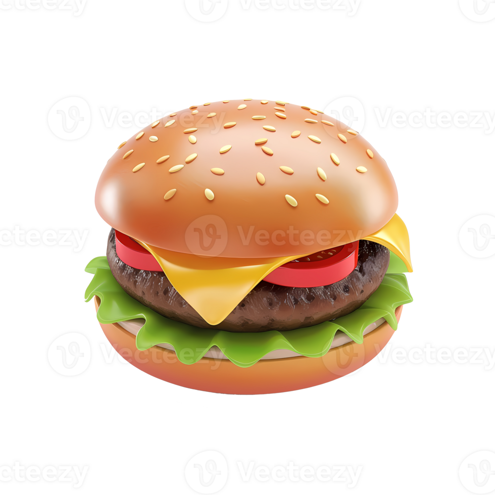 burger 3d realistic icon illustration isolated on transparent background png