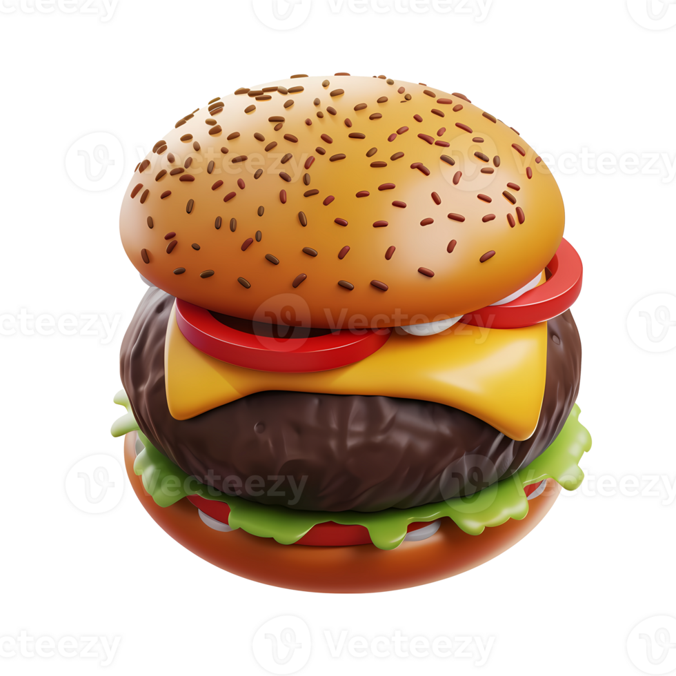 burger 3d realistic icon illustration isolated on transparent background png