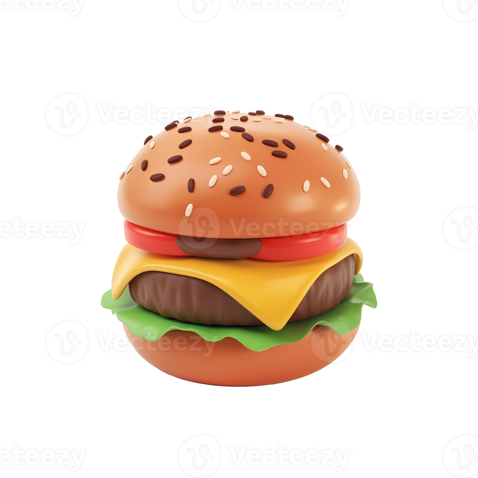 burger 3d realistic icon illustration isolated on transparent background png