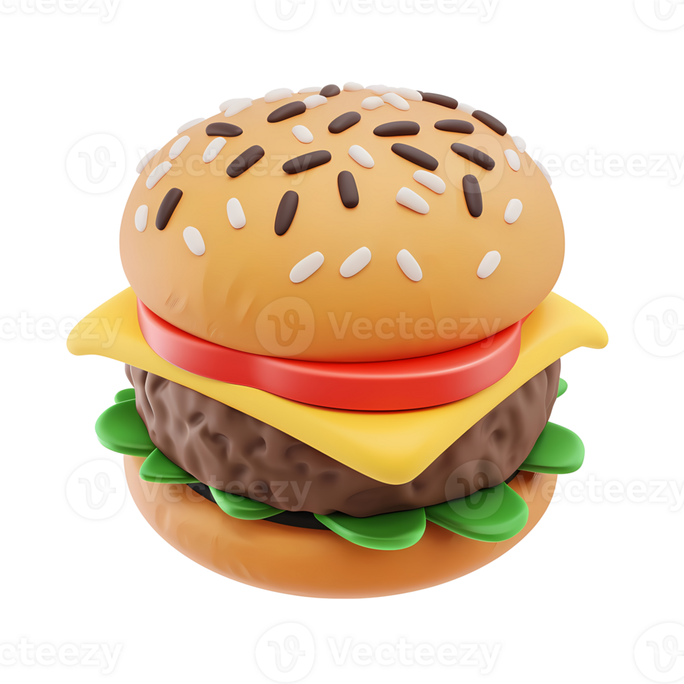 burger 3d realistic icon illustration isolated on transparent background png