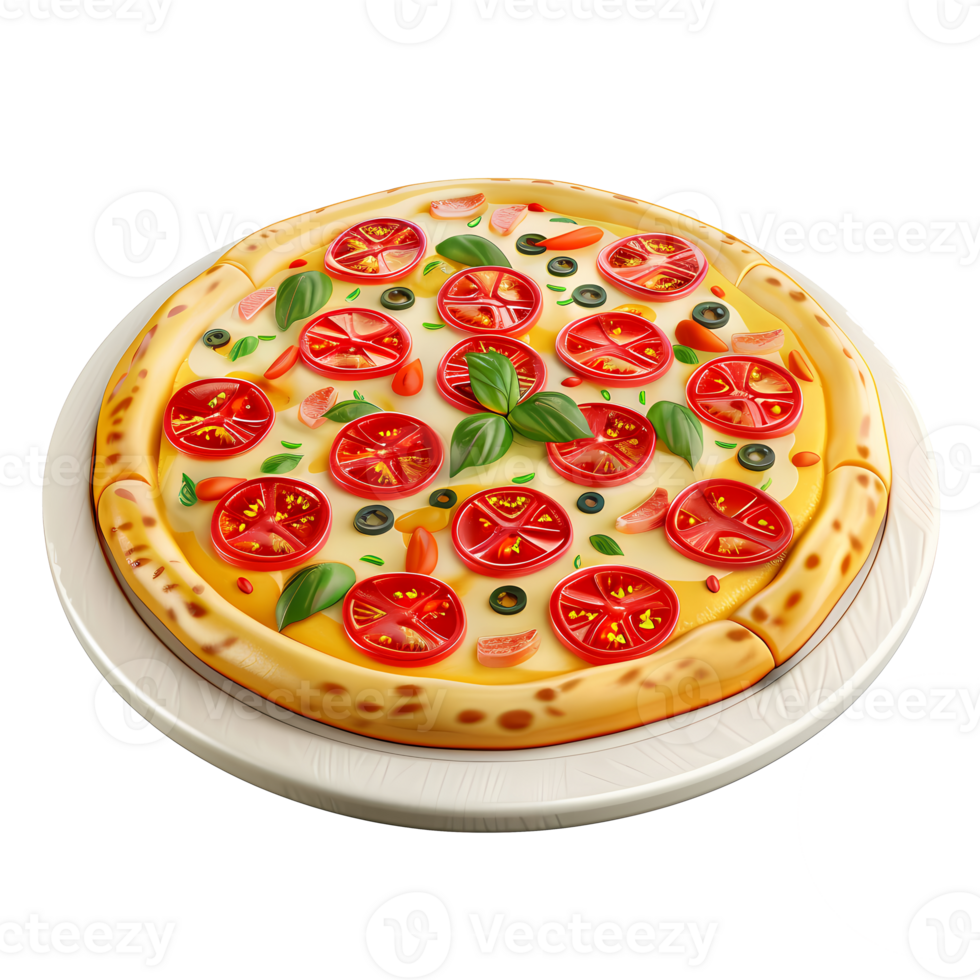 pizza 3d realistic icon illustration isolated on transparent background png