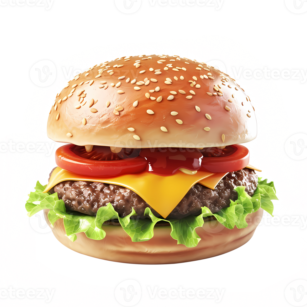 burger 3d realistic icon illustration isolated on transparent background png