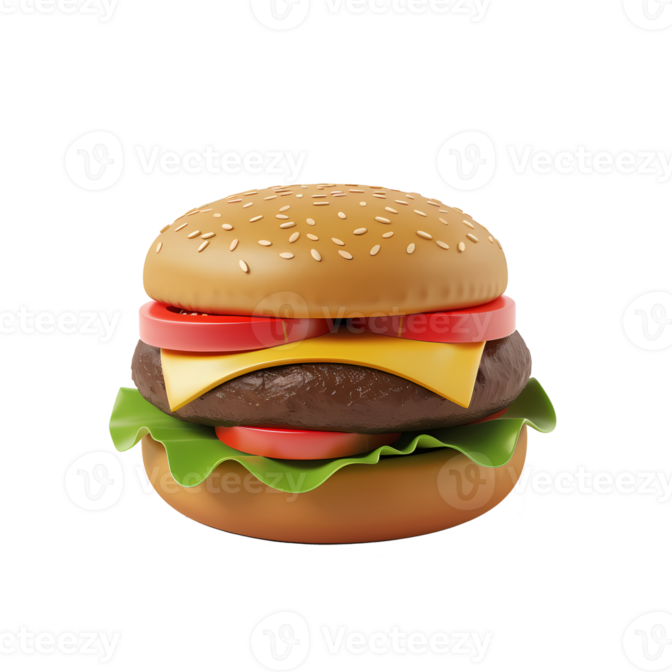 burger 3d realistic icon illustration isolated on transparent background png