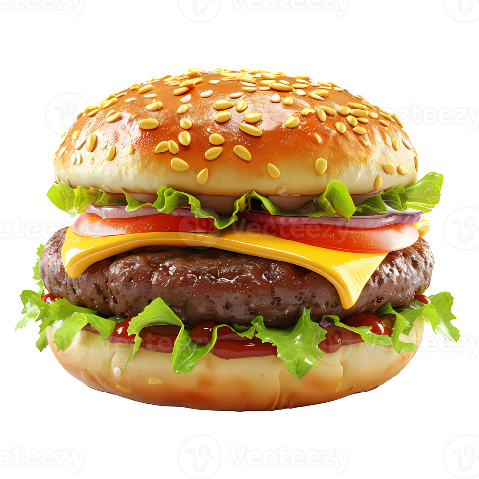 burger 3d realistic icon illustration isolated on transparent background png
