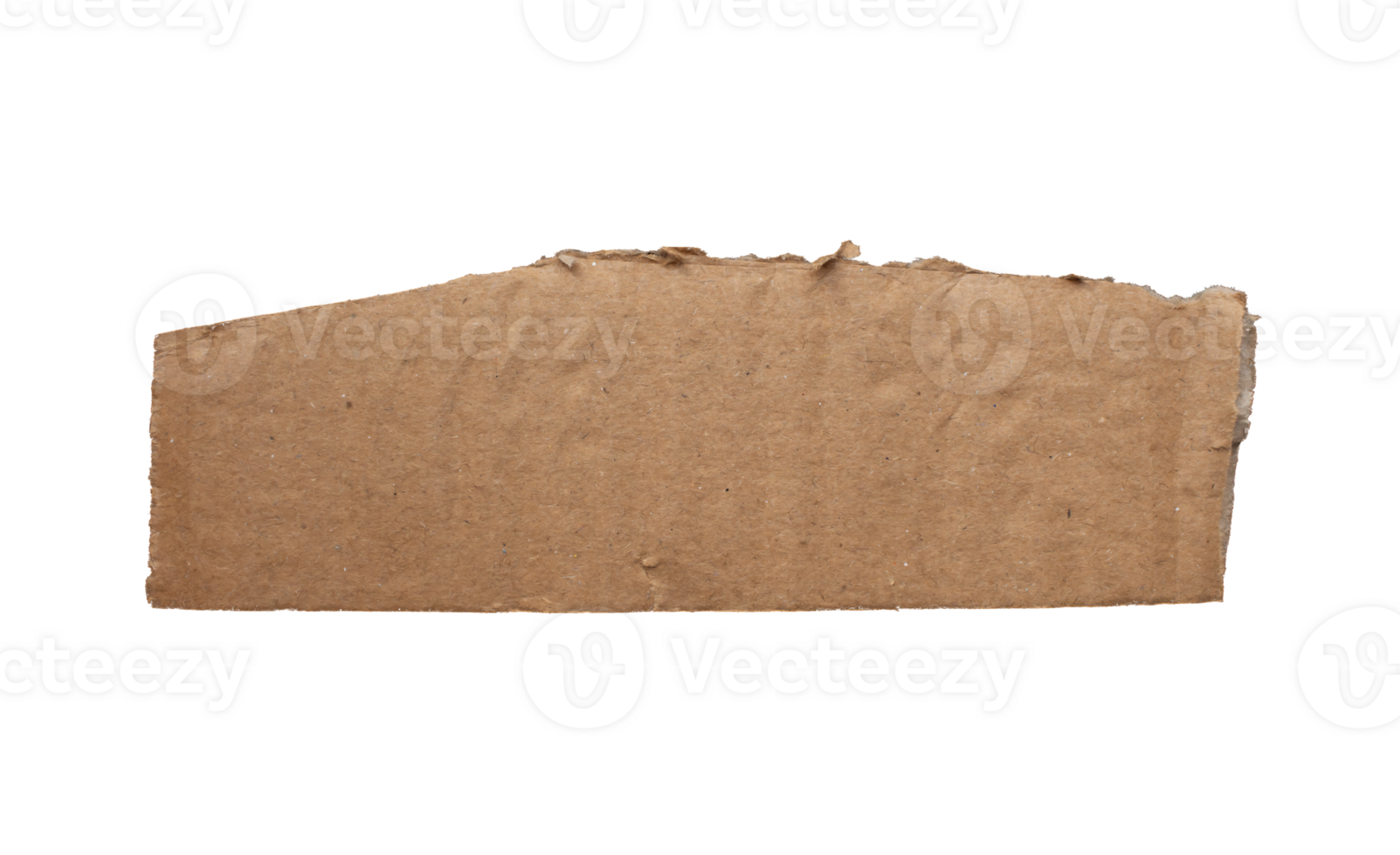 One piece of ripped torn cardboard paper piece isolated on transparent background, paper edge design element png