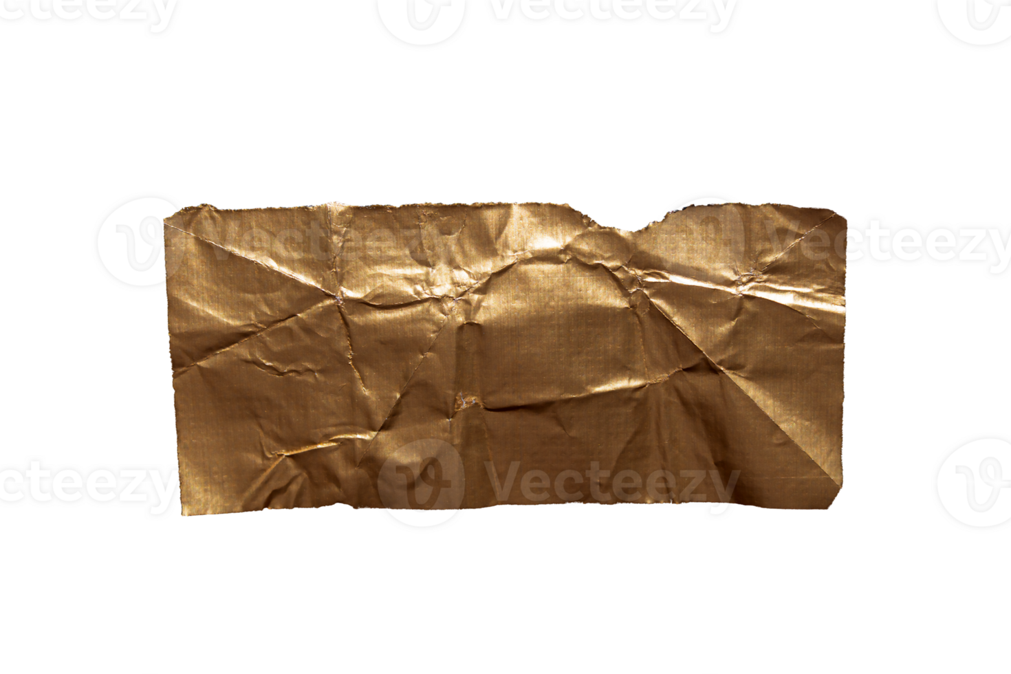 Single golden ripped paper piece isolated on transparent background, paper edge design element png
